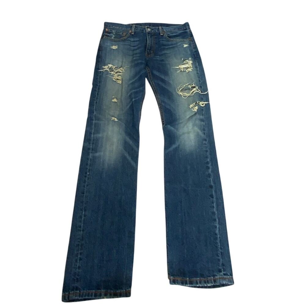 Levi's Distressed Blue Denim Slim fit Flex All Season Tech 511 W 33 X 32L Thrash